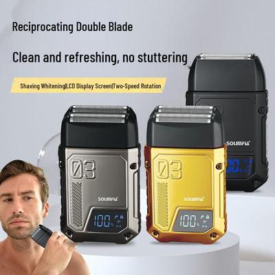 New Washable Electric Shaver with Two-Blade Head & Three-Speed Beard Trimmer