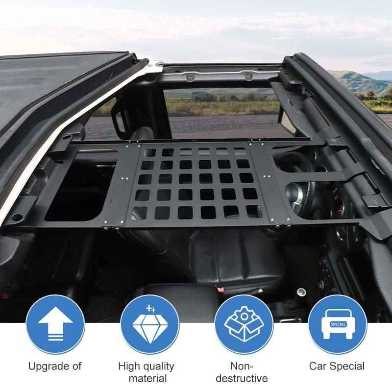 Top Front Roof Rack Shelf Luggage Storage Carrier Shelf For Jeep Wrangler JL For JT Gladiator 2018 Up Interior Accessories ( Iron)