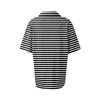 Women's Casual Short Sleeve Polo Shirt Waffle Texture Button Down Collar Top with Horizontal Stripes Pattern Suitable for Daily Wear