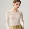 Premium Slim-Fit 100% Pure Wool Women's Round Neck Knit Sweater - Perfect for Autumn and Winter 