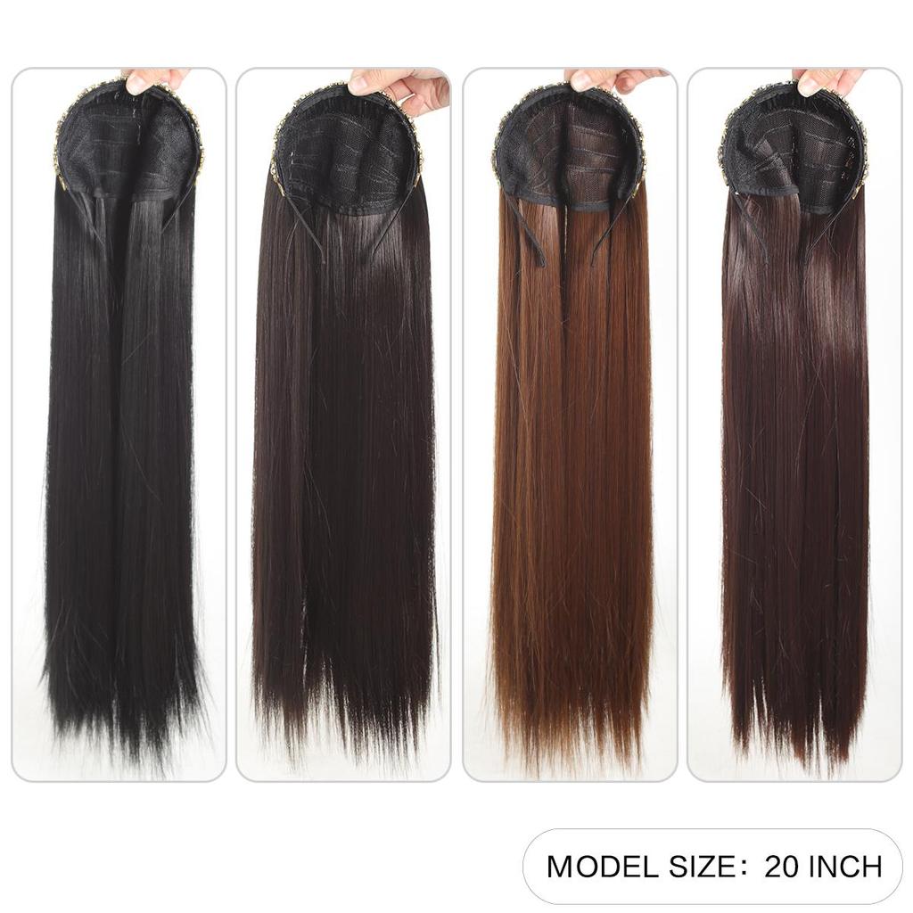 Black Brown Synthetic Long Straight Headband Half Wig Clip In Hair Extension Fluffy Natural False Hairpiece With HairBand