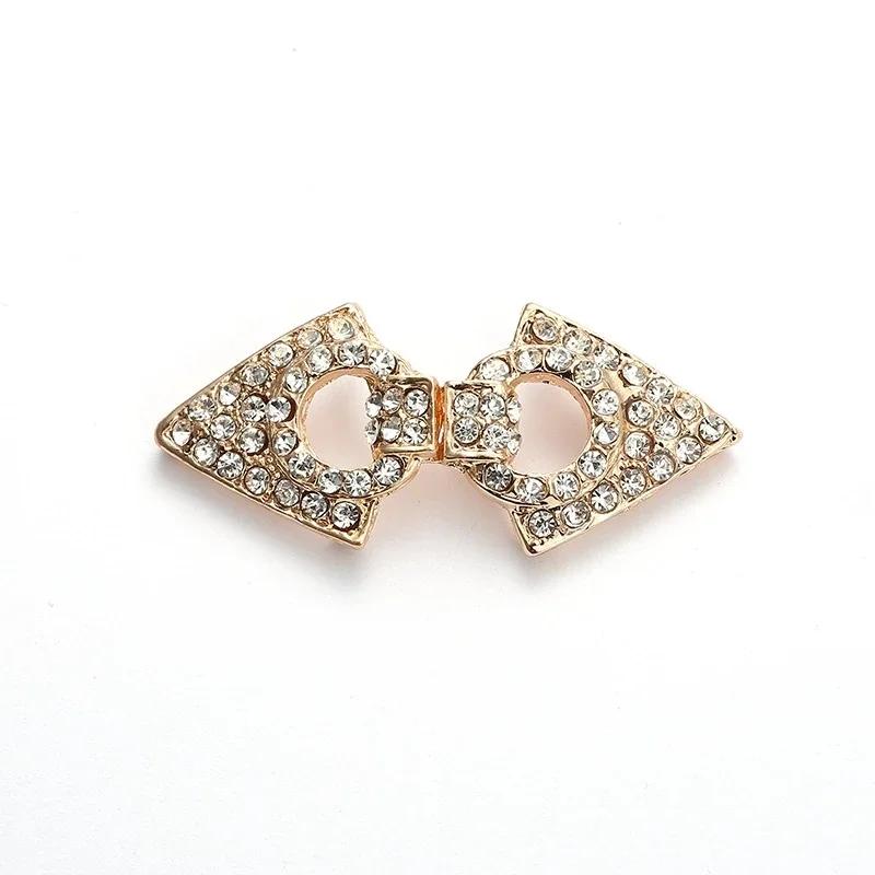 5 Pair Shiny Cheongsam Buckle Brooches Sweater Buttons Clothing Pins Crystal Cardigan Clip Cape Cloak Clasp