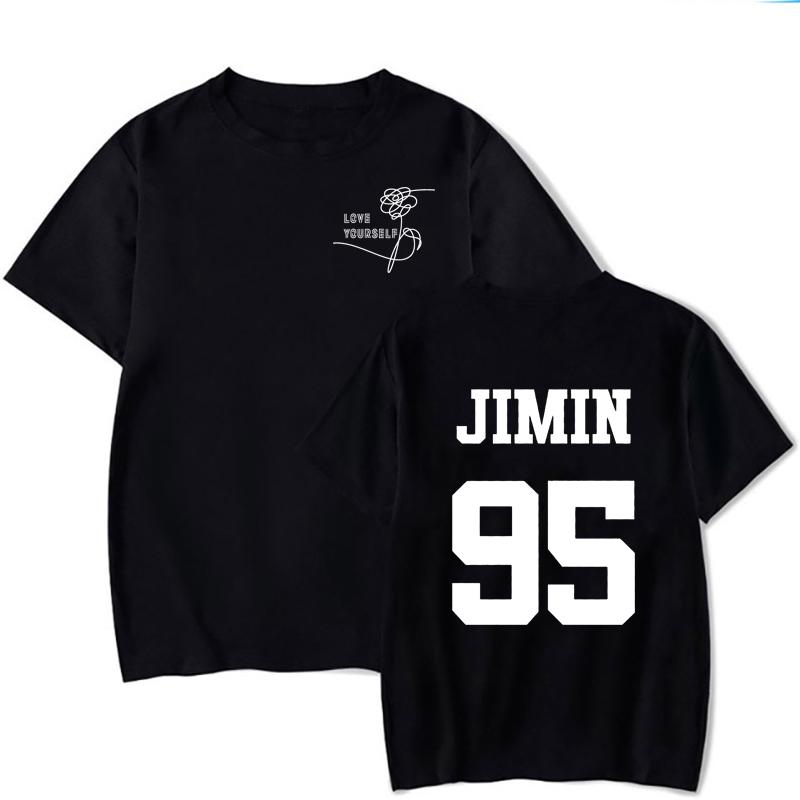 Damska i Męska Moda Casual Styl Koreański Trend Jimin Suga Dekolt O Krótki Rękaw Top Lato Oversize T-shirt