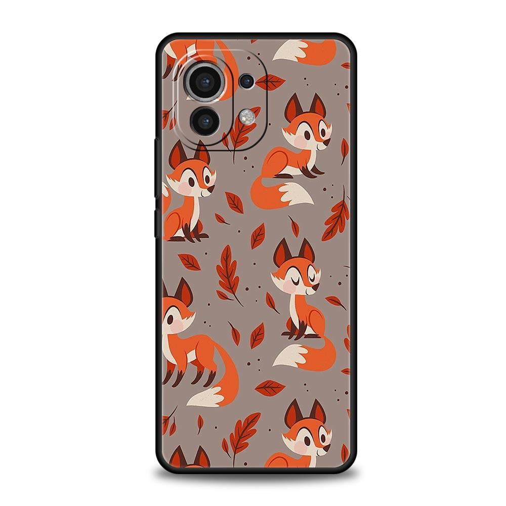 Coque de téléphone Animale Mignonne Dessin Animé Renard Pour Xiaomi Poco X3 NFC M3 M4 F4 X4 Pro 5G F3 GT Mi 12 11T 10 9T 10T Lite 11 Ultra Housse Noire