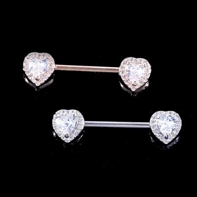 1Pc Surgical Steel Barbell  Heart Nipple Ring Helix Piercing Body Jewelry