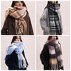 Tassel Winter Cashmere Scarves Plush Long Shawl Fashion Plaid Wool Scarf  Girl