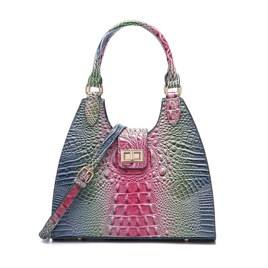 European and American Retro Independent Station Hand-held Armpit Bag French Stick Women's Bag Crocodile Pattern Brahmin