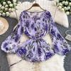 Mature Style Two-Piece Women's Suit: Loose Floral Pleated Shirt & High Waist Wide Leg Trousers
