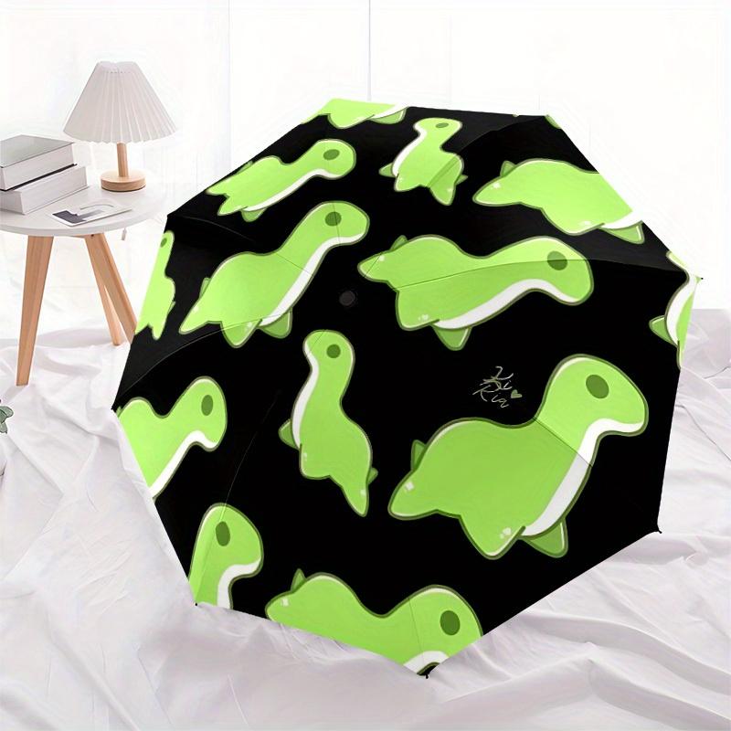 1pc Dino Green Automatic Open/Close, Foldable Compact Umbrella with 8-Rib Shaft, Perfect Gift For Men And Women, Casual Style, Vibrant Motif