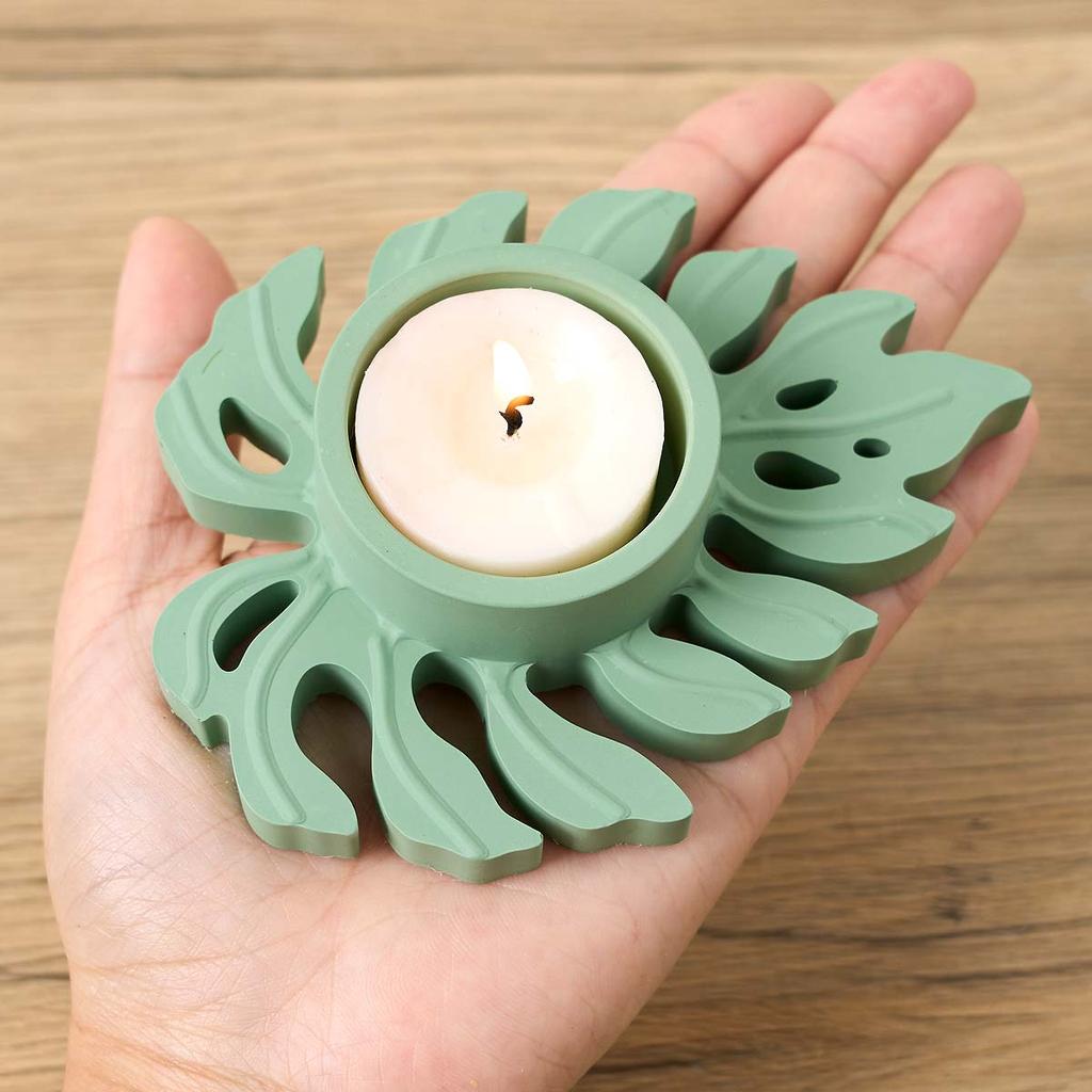 Leaves Candlestick Silicone Mold DIY Handmade Leaf Tealight Candle Holder Plaster Concrete Resin Craft Casting Molds Home Decor