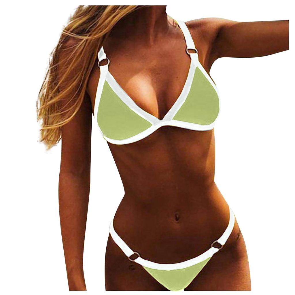 Ladies Sexy Fashion Tight Bikini  Color Matching Two-piece Split Swimsuit