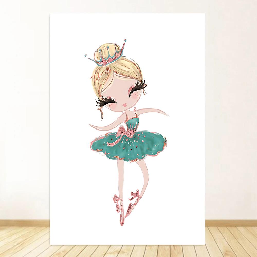Little Princess Ballerina Canvas Poster Pink Swan Print Painting Nursery Wall Art Posters Ballet Girl Picture Baby Room Decor