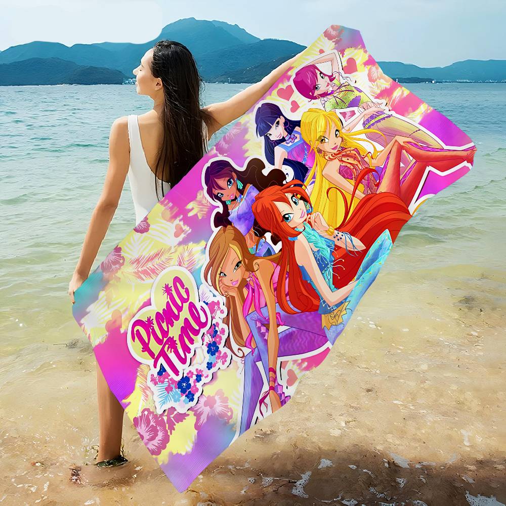 Girl-W-Winx Catoon Clubs Microfiber Beach Towel Absorbent Quick dry Soft Yoga Swimming Resort Mountain Climbing Towel