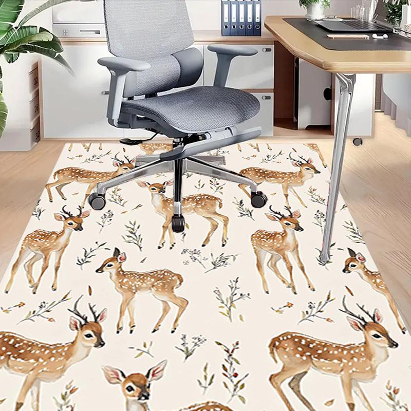1PC Deer Flowers Non-Slip Floor Carpet Compatible for Office&Living Room&Bedroom&Dining room - Flat- Soft & Pattern, Vibrant Colors-W306