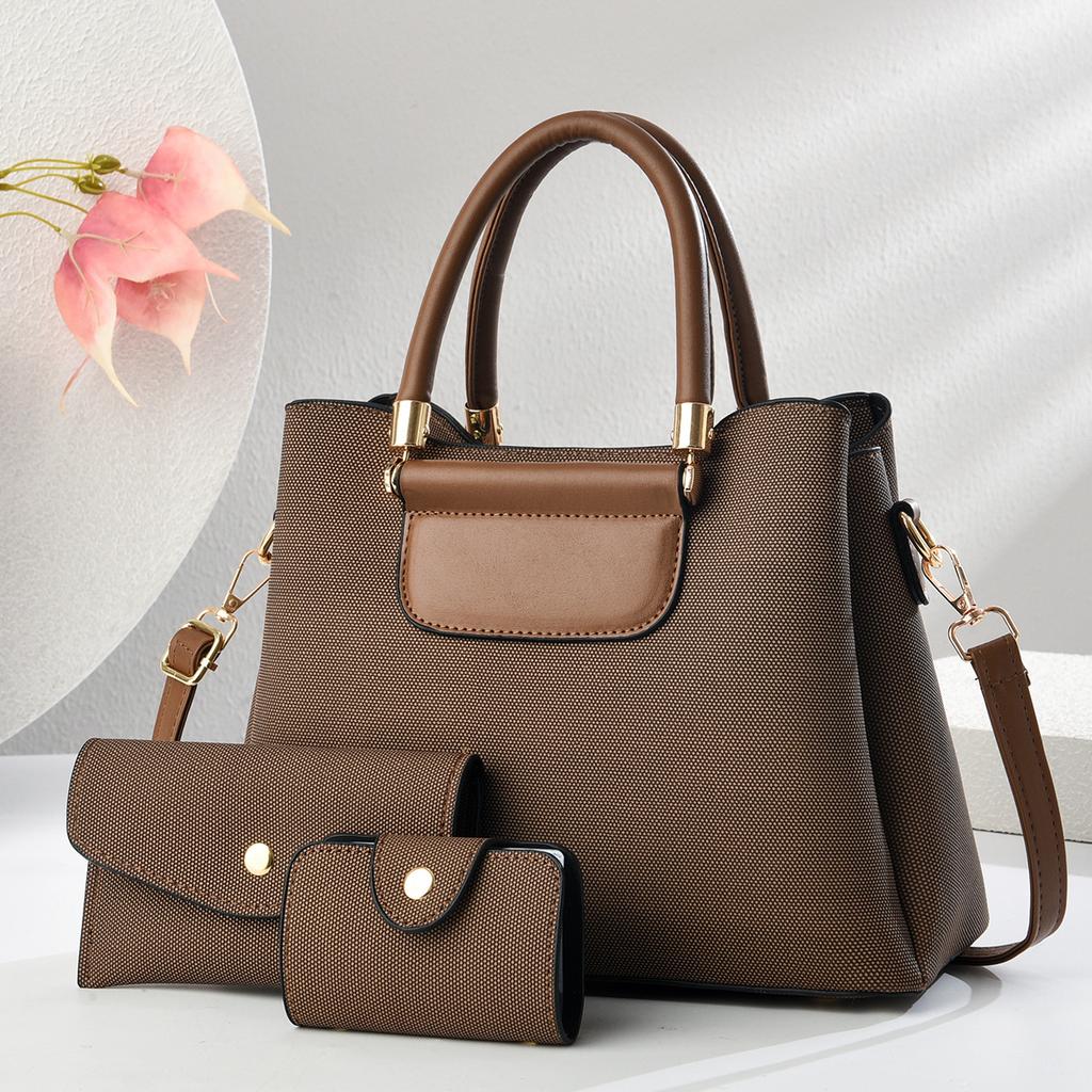 Neue, modische dreiteilige Set-Tasche mit hohem Erscheinungsbild, Canvas-Textur, Trend, einfache, atmosphärische Handtasche, Damentasche