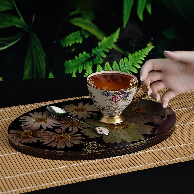 Diy Crystal Epoxy Gemeotric Oval Coaster Mirror Silikonform Ovale Tablettform zum Gießen mit Harzbetonzement