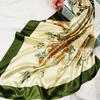 90cm Neckerchief Silk Satin Women Hijab Scaves Fashion Floral Print Headband Neck Scarfs Female Square Shawls Scarfs For Ladies