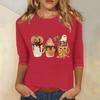 Women's Fashion Casual Three-quarter Sleeve Halloween Printed Round Neck Top