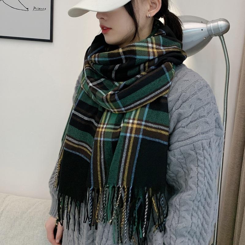 New autumn and winter long scarf women's winter Korean and Japanese version student Christmas imitation cashmere college versatile plaid shawl