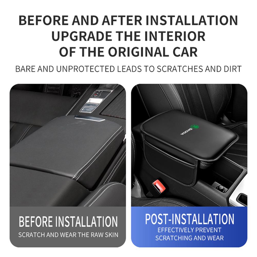 Car Center Console Armrest Pad Storage Bag Cover Accessories For Skoda Rapid Scala Kodiaq Fabia Kamiq Karoq Octavia A5 A7 S VII fxdj44