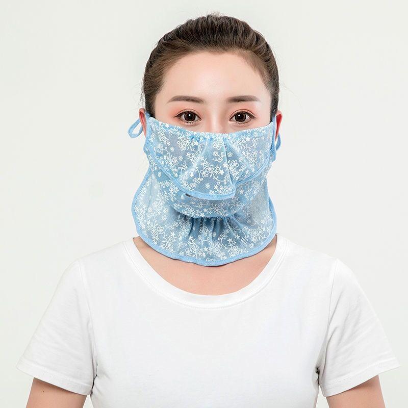 

Summer High-face, Breathable, Eye Protection, Slimming, Anti-ultraviolet, Ice Silk Sunscreen Mask синій