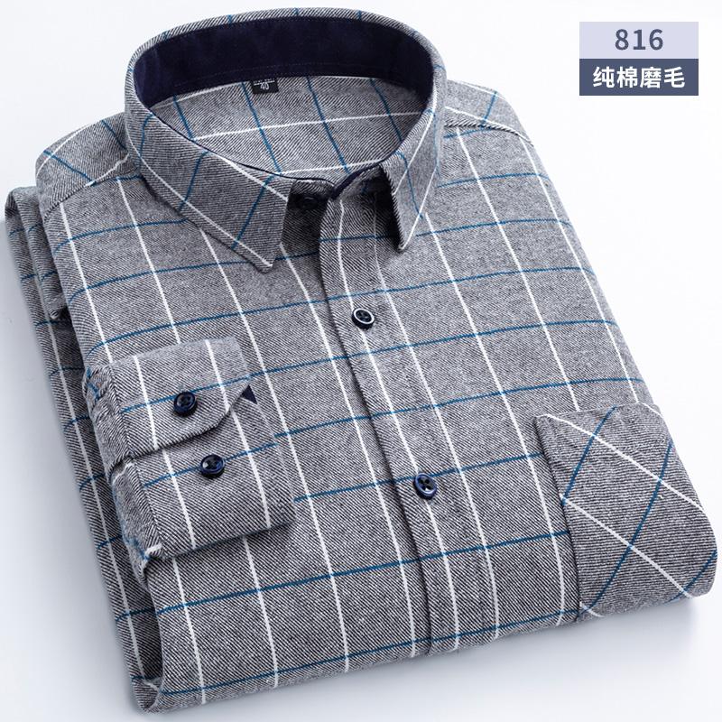 New Flannel Plaid Shirts For Man Winter Warm Cotton Long Sleeve Turn-down Collar Regular Fit Men's Clothing Casual Smart Shirts