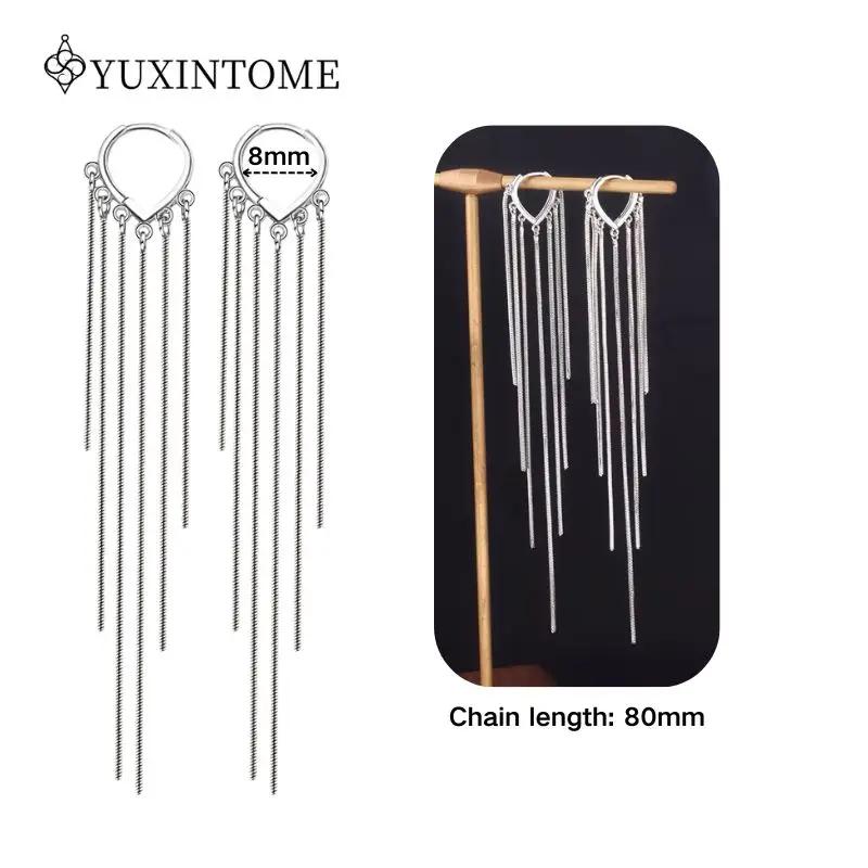 925 Silver Ear Needle Crystal White Zircon Silver Series Tassel Drop Earrings Luxury Fashion Party Jewelry Accessories