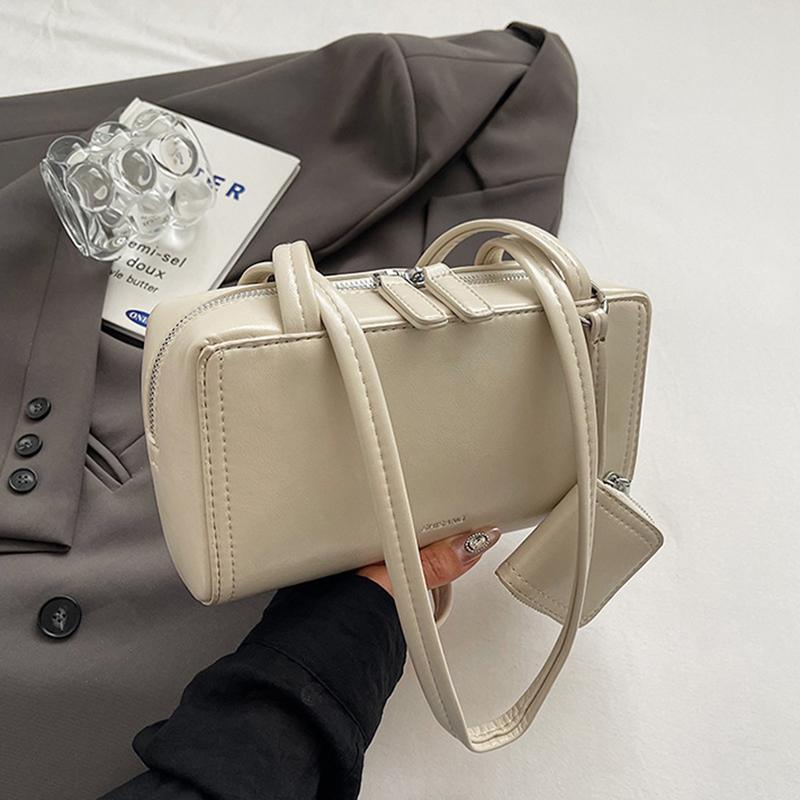 Women Fashion PU Leather Pillow Top Handle Shoulder Bags Retro Solid Color Underarm Bags With Small Purse Female Handbags ARI