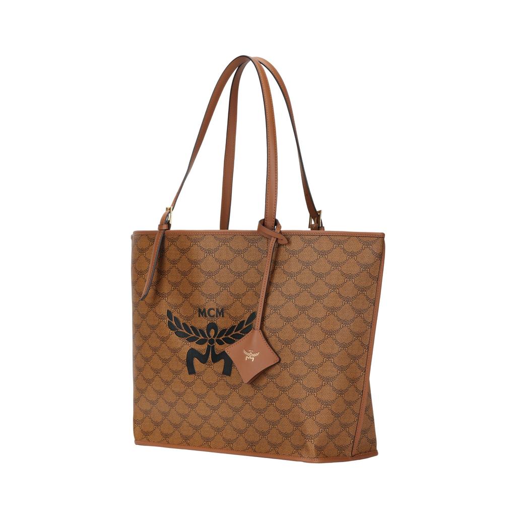 MCM Cognac Monogram Large Tote Bag with Gold Hardware for Daily Use
