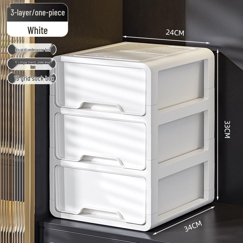 Three-in-One Drawer-Style Underwear, Sock & Panty Organizer Box