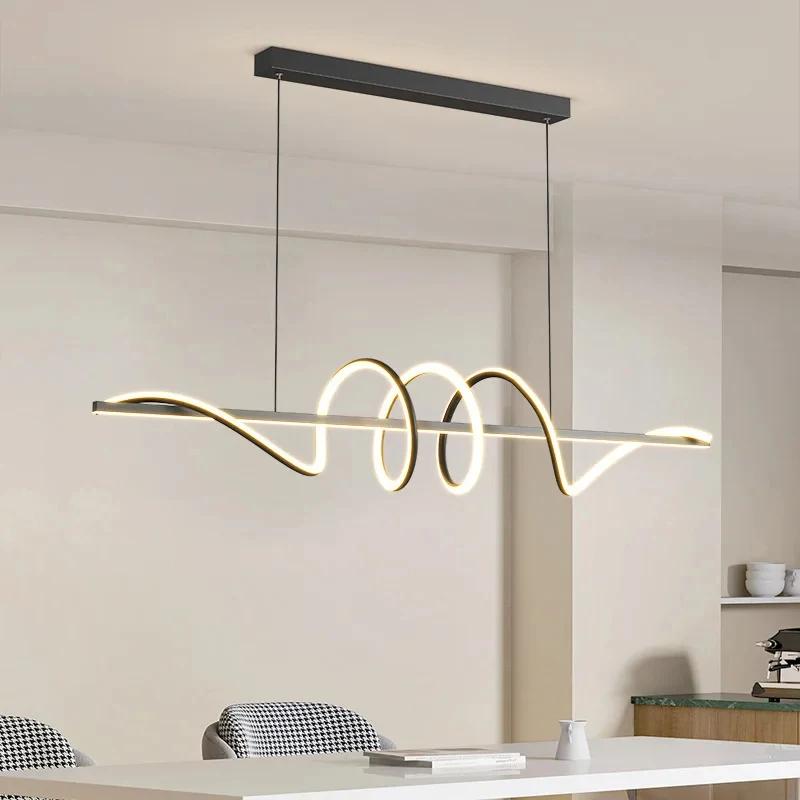 Nordic dining table pendant light modern living room pendant light home lighting bedroom decoration strip linear wave light