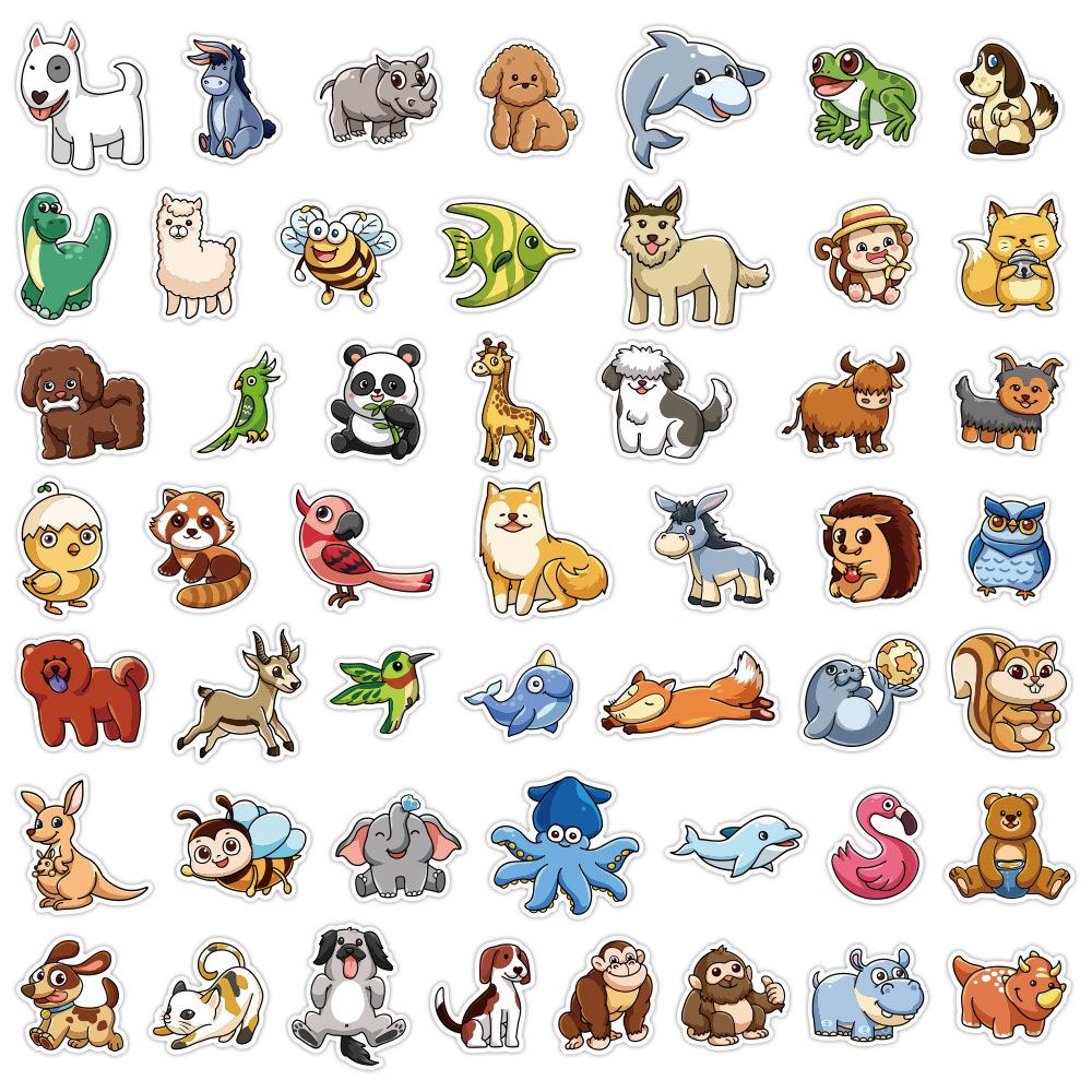 50Pcs Cute Animal Graffiti Stickers Kids Toy Fridge Phone Case Wall Room Cartoon Diy Aesthetic Vinyl Decor Children Girls