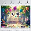 Sfondo Fantasy 2D per Laurea Palloncini Colorati Cappello Banner Fotografico