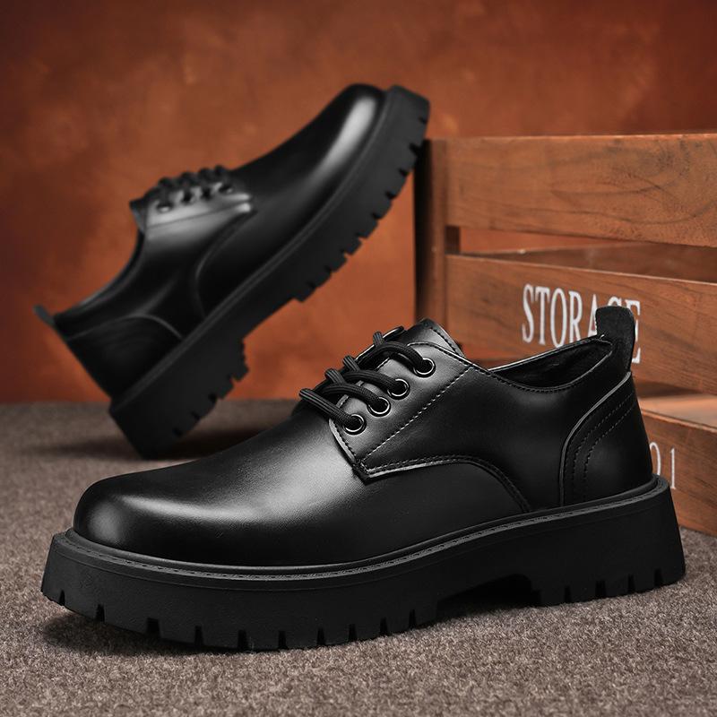 Podzimní pánské business nepromokavé černé kožené boty kuchařské boty pánské všestranné platformové pracovní boty