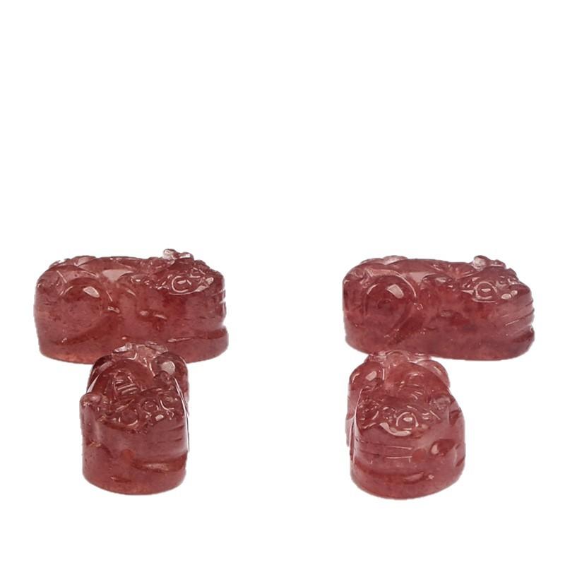 Hongchu Crystal Natural Strawberry Crystal Pixiu Loose Beads Cat's paw Lion Dance Loose Beads DIY Jewelry accessories loose beads