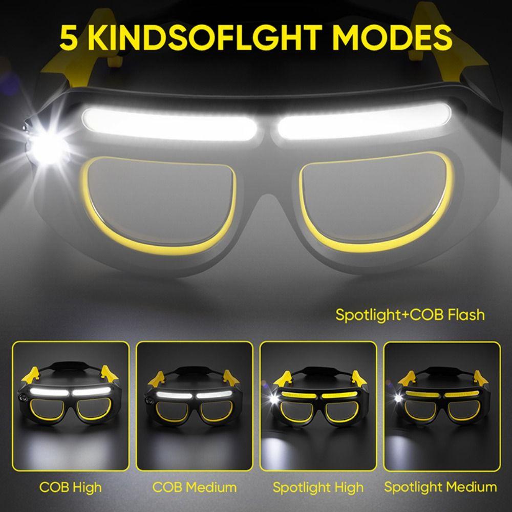 5 Modes LED Glasses Headlights Windproof Safety Outdoor Cycling Headlights Rechargeable Ultra Light Multifunctional Headlamp