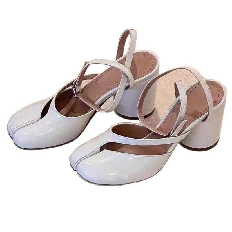 Fashion New Product Sub-toe Light Mouth Single Shoes High Heel Thick Heel Roman Sandals Large Size White Black