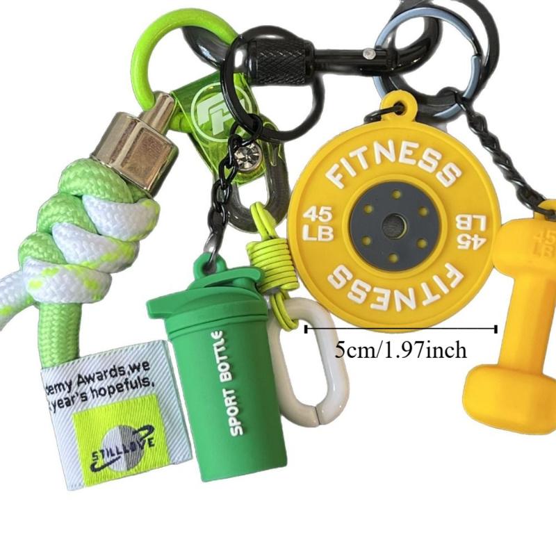 with D-shaped Buckle Fitness Series Pendant Colorful Simulation Dumbbells Keyring  Friends