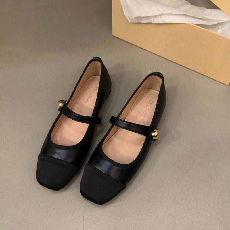 Flat-bottomed square-headed Mary Jane single shoes women's shoes new summer soft-soled beanie ladyshoes