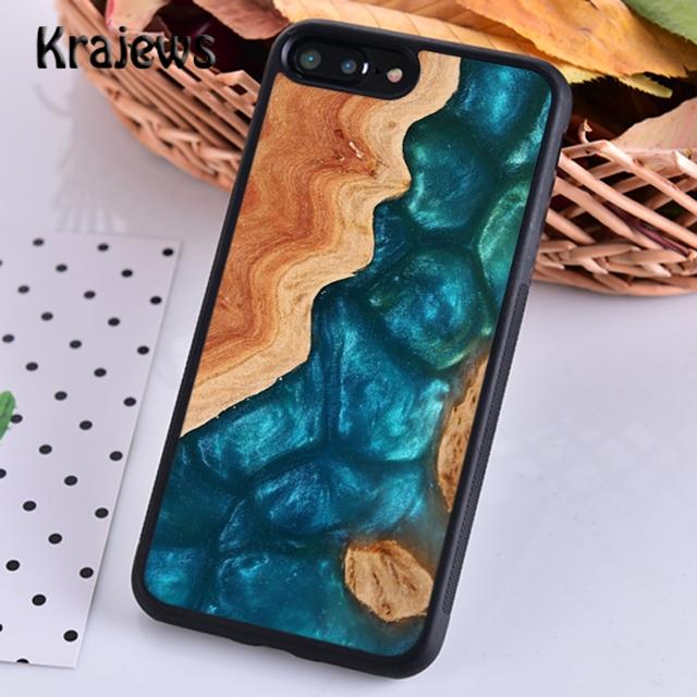 Krajews Wood Resin Marble Soft Phone Case Cover For iPhone 14 5 6s 7 8 Plus X XR XS 11 12 13 Pro Max Samsung Galaxy S21 S22ultra