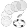 A55F-Soil Sifter Stainless Steel Riddle Sieve Set For Gardening With 5 Sizes 8In Diameter 1/3/6/9/12Mm Interchangeable Meshes