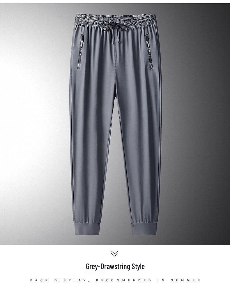 Pánské nadměrné rychleschnoucí sportovní kalhoty z ledového hedvábí - Lehké letní ležérní