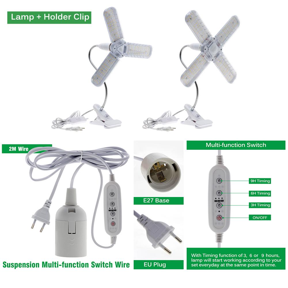 24W 36W 48W Foldable LED Grow Light Full Spectrum E27 Plant Growing Light Phytolamp Bulb For Indoor Plants Flower Seedling