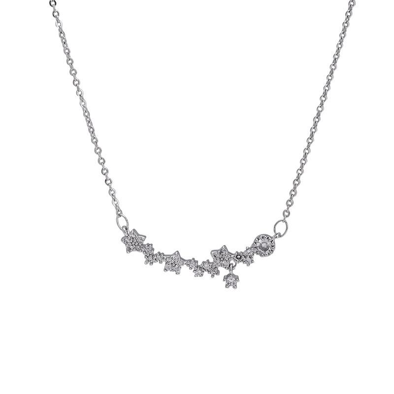 Gold-Plated Sterling Silver Zirconia Flower Necklace - Elegant Light Luxury Accessory for Women