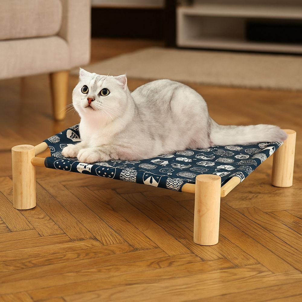 Breathable Elevated Cat Bed Wooden Cat Mat Creativity Cat/Dog Hammock  Four Seasons  Pets Furniture