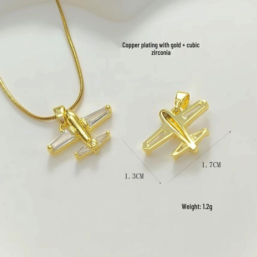 Contemporary Hip Hop Rock Airplane Pendant Necklace for Men & Women