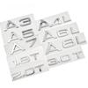 For Audi RS3 Letter Number Chrome Emblem for Audi Car Trunk Discharge Capacity Badge Sticker 1.8T 2.0T 3.0T 3.2 3.6 4.2 A3 A5 A7 A4L A6L A8L