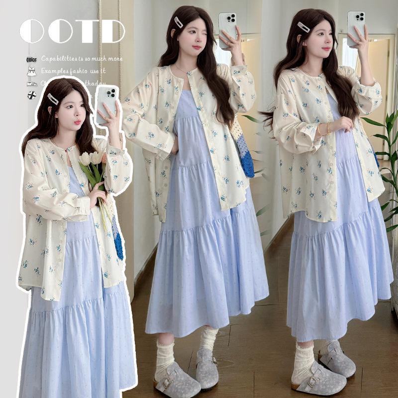 Spring/Summer 2026 Floral Maternity Two-Piece Dress Set XL