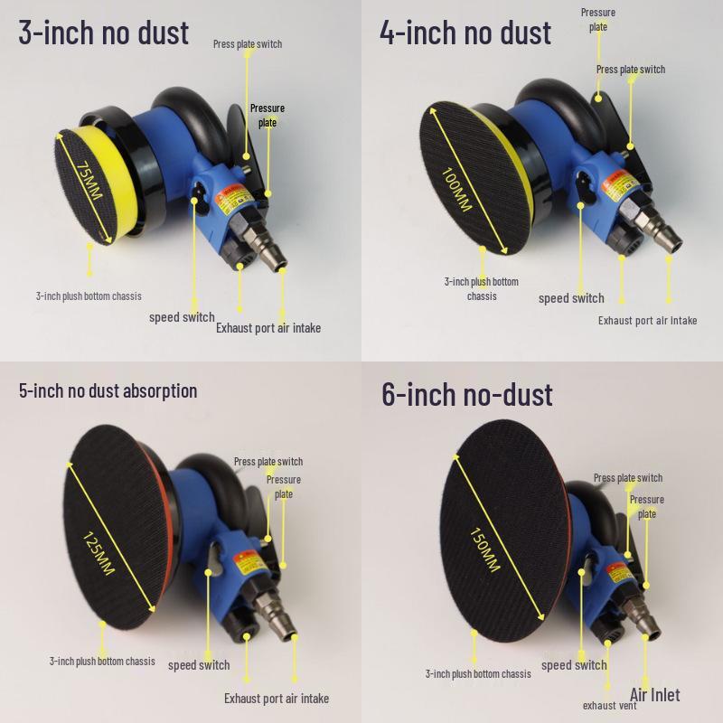 5-inch Stainless Steel Pneumatic Orbital Sander & Car Polisher