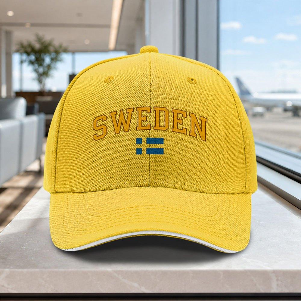 Swedish Flag Baseball Cap  Adjustable Unisex Hat with Swedish Flag Print Lightweight Outdoor Wedding Party Gift